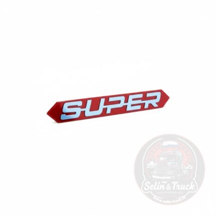 Тюнинг шильдик на капот SUPER - (пластик + подложка) - красно/белый.