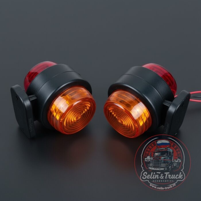 Рожки круглые "MINI NEW-led" 12/24V- красно/оранж - компл. Рожки круглые "MINI NEW-led" 12/24V- красно/оранж - компл. — изображение 1