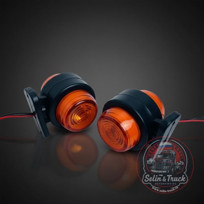 Рожки круглые "MINI NEW-neon" 12/24V- оранж/оранж - компл. Рожки круглые "MINI NEW-neon" 12/24V- оранж/оранж - компл. — изображение 1